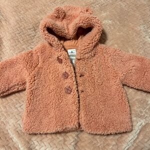 Blush Pink Teddy Bear Hoodie Jacket Baby Gap 0-3 months